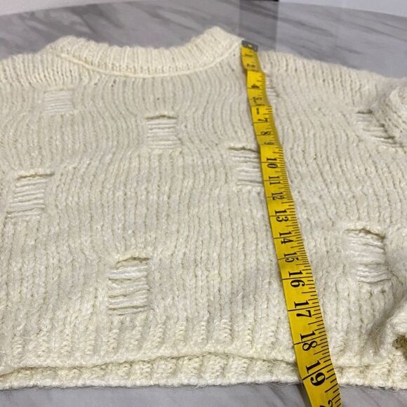 ASOS Design Cream Distressed Knit Sweater Cropped Pullover – Size 6 - Picture 8 of 10
